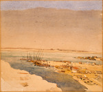 TITLE: At Lake Timsa
ARTIST: William Henry Gummer 
MEDIUM/SUPPORT: Watercolour/pencil 
DIMENSIONS: 175 x 195mm