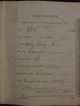 Wong Sing Fo - age 26 - born at Canton - arrived ship 'Waikare' from Hong Kong via Sydney - certificate issued at Auckland 15/06/1903