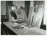 Title
Hone Te Kauru Taiapa (John Taiapa, M.B.E.), master carver.

Publicity Caption
Maori Arts and Crafts Institute Carving Centre, Rotorua.

Photographer
Mr. Anderson.