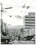 Title:
Otago - Dunedin City - Streets

Publicity Caption:
Looking down George Street, Dunedin

Photographer:
R Anderson