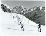 Title:
Sports - Ski-ing - Mt Cook Area

Publicity Caption:
Ski-ing on the Tasman Glacier with Mount Cook (left) and Mount Tasman

Photographer:
Mr Neill, Mr Hutchinson