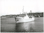 Title:
Fishing - Commercial

Publicity Caption:
"James Cook" fisheries research ship operated by the Marine Department, Wellington Harbour. 

Photographer:
Mr. R. Coad