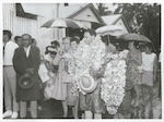 Title:
Pacific Islands - Cook Island - Rarotonga - People

Publicity Caption:
The Minister for tourism for Cook Islands Mr. P. Henry being farewelled at the Airport before leaving for New Zealand 

Photographer:
W. Cleal