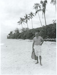 Title:
Pacific Islands - Cook Islands - Rarotonga - People

Publicity Caption:
Rarotonga
Honourable A.R. Henry, Premier of the Cook Islands, relaxes at the beach, Rarotonga.

Photographer:
W. Cleal