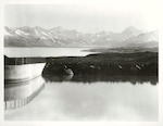 Title:
Power Projects - Hydro Electric

Publicity Caption:
From the settling pond of Tekapo "B" Canal, looking across Lake Pukaki, to Mt. Cook. Upper Waitaki Power Development.

Photographer:
J. Waddington.