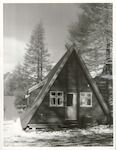Title:
Hotels - South Island

Publicity Caption:
"A" frames in Mt. Cook National Park. These tourist chalets are set in a cluster of pine trees not far from the Hermitage

Photographer:
T. Hann