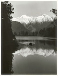 Title:
Westland - Matheson, Lake

Publicity Caption:
Lake Matheson, Mt. Tasman and Mt. Cook (at right) reflected in the mirror like waters

Photographer:
M. Berthold