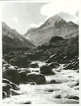 Title:
Canterbury - Cook, Mt.

Publicity Caption:
The Hooker Valley River with Mt. Cook in the background

Photographer:
T. Hann