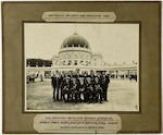 Mounted Photograph - New Zealand and South Seas Exhibition 1926 - Past Presidents United Fire Brigades Association - Stewart, Cowper, Warner, Hean, Keith, Morrison, Lucas, Barnard, Salmon, Baker, Martin, Washer, Wynn, outside Exhibition buildings - photographer/source: Hugh & G K Neill, 91 George Street, Dunedin - 293 x 243 mm