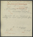 Henry F Andrews, Collector of Customs, Thames - Will be in Auckland Saturday for urgent private affairs
