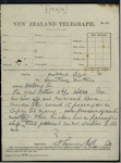 Thomas Hill, Collector of Customs, Auckland - "Hero" Cutter - spaces measured by Rose - is considered a passenger ship - Telegram to Secretary Wellington