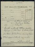 Thomas Hill, Collector of Customs, Auckland - Gold - shipped by "Hero" to Melbourne. Smith's authority to Rose posted - Telegram to Secretary, Wellington
