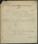 Henry S McKellar, for Secretary and Inspector, Customs and Marine Department, Wellington - Grahame - will his sell whole island and at what price? [re Motu Hinou]