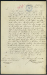 James Lowrie, Coast Waiter, Kaipara - "Argosy" - acknowledging receipt of Articles. Clearance of this vessel