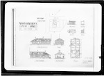 Taranaki Post Offices, Whangamomona P.O. [Post Office], site plan, plan elevation and sections, Whangamomona, scale 50 feet and 8 feet to 1 inch, 1 helio [heliograph], R.A. Patterson