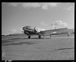 CAPTION: Operations at Paraparaumu using Curtiss Commando Aircraft under charter from Civil Air Transport. View of Commando Aircraft having just landed.

PHOTOGRAPHER: J.G. Duncan

DATE: 22 May 1951
