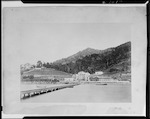 CAPTION: Early railway scene the first passenger train Dunedin-Port Chalmers. January 1 1873 John Thomas driver, Thomas Graham fireman.

PHOTOGRAPHER: J.F. Le Cren

DATE: 1949 [?]