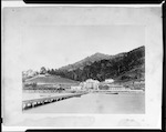 CAPTION: Early railway scene the first passenger train Dunedin-Port Chalmers. January 1 1873 John Thomas driver, Thomas Graham fireman.

PHOTOGRAPHER: J.F. Le Cren

DATE: 1949 [?]