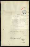 Thomas Harries, "Nightingale" Brigantine at Helensville - Certificate of Competency as First Mate - requesting forwarding to Dunedin