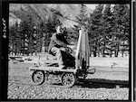 CAPTION: Cass Surface man's trolley (Driver of trolley George Ramsay Avoca).

PHOTOGRAPHER: J.F. Le Cren

DATE: 3 September 1952