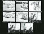Photographs - Outside Broadcasting and Filming: Dunedin Airport - King Edward Technical School (corner of Union and Cumberland Streets, Dunedin) - In an Office with a Typist - Filming a Golfer (Alan Stuart) - Alan Stuart and Prue Hazeldine and Banana - Marie Choie and Ciedrik Heward with a Bell and Howell Camera - Mike Finerty, John Toon and Sandra Burt - Eileen Cook and Mike Finnerty at a Weather Station - Photograph of Staff Filming on the Day the Teachers' College Burnt Down (Don Kay, Kathy Graham, Brian Hunter, Rod Cornelius and Gary Cunningham)