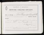 Certificate of Competency as Marine Engine-Driver - John Alexander Campbell