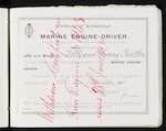 Certificate of Competency as Marine Engine-Driver - William Henry Butler