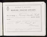 Certificate of Competency as Marine Engine-Driver - Henry Smith Hall