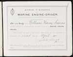 Certificate of Competency as Marine Engine-Driver - William Henry Scoones