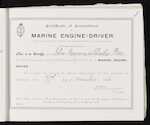 Certificate of Competency as Marine Engine-Driver - John Benjamin Charles Dore