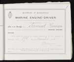 Certificate of Competency as Marine Engine-Driver - Samuel Howan