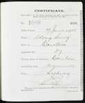 Wong, Sing (Born at Canton) - Age 27 - Arrived aboard Warrimoo - Certificate issued in Wellington 7 June 1905 - Paid £100