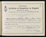 New Zealand - Certificate of Competency as Engineer (Restricted Limits) of a Ship propelled by Gas, Oil, Fluid, Electricity, or other Mechanical Power than Steam - William Henry James Oliver