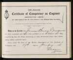 New Zealand - Certificate of Competency as Engineer (Restricted Limits) of a Ship propelled by Gas, Oil, Fluid, Electricity, or other Mechanical Power than Steam - James Henry Cossgrove