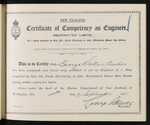 New Zealand - Certificate of Competency as Engineer (Restricted Limits) of a Ship propelled by Gas, Oil, Fluid, Electricity, or other Mechanical Power than Steam - George Wallace Barker