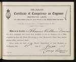 New Zealand - Certificate of Competency as Engineer (Restricted Limits) of a Ship propelled by Gas, Oil, Fluid, Electricity, or other Mechanical Power than Steam - Thomas William Downes