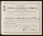 New Zealand - Certificate of Competency as Engineer (Restricted Limits) of a Ship propelled by Gas, Oil, Fluid, Electricity, or other Mechanical Power than Steam - Harold Joseph Harding